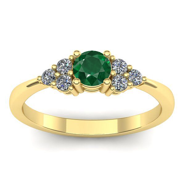 Inel de logodna cu smarald rotund