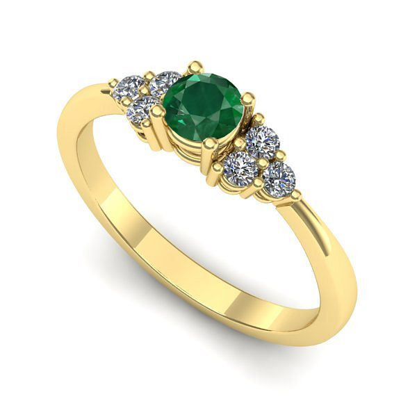 Inel de logodna din aur galben cu smarald