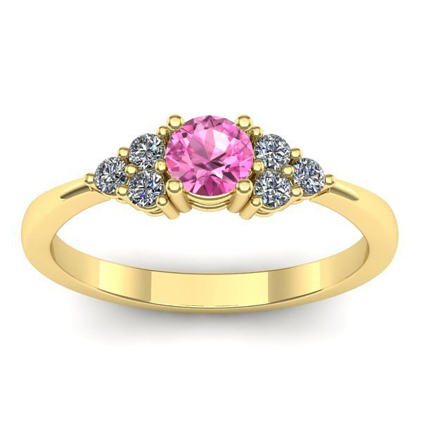 Inel logodna cu safir roz rotund