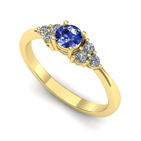 Inel de logodna din aur galben cu tanzanit
