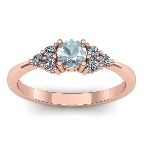 Inel cu aquamarin rotund