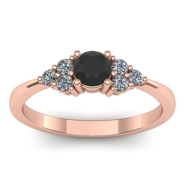 Inel de logodna cu diamant negru rotund