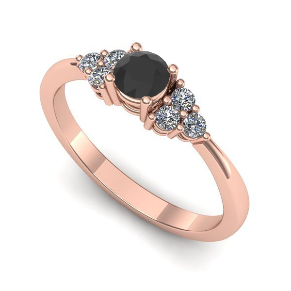 Inel logodna din aur roz cu diamant negru