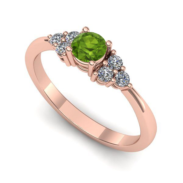Inel logodna din aur roz cu peridot