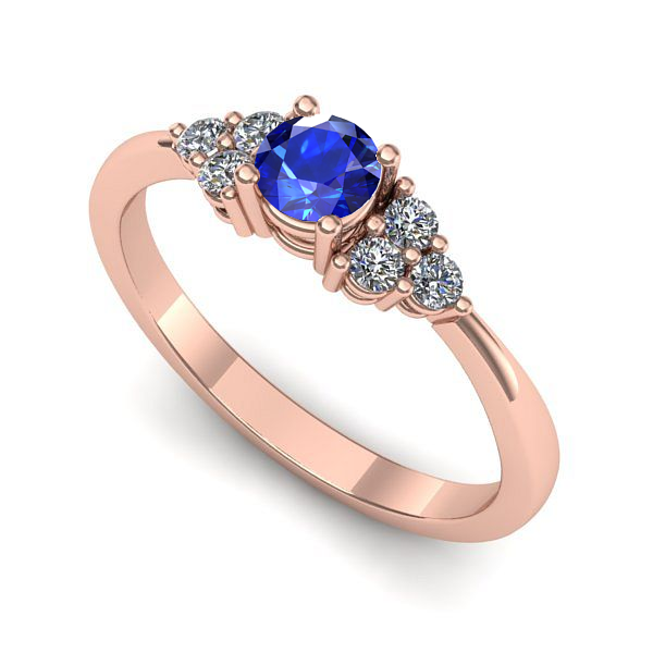 Inel de logodna din aur roz cu safir