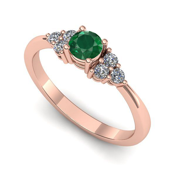 Inel de logodna din aur roz cu smarald