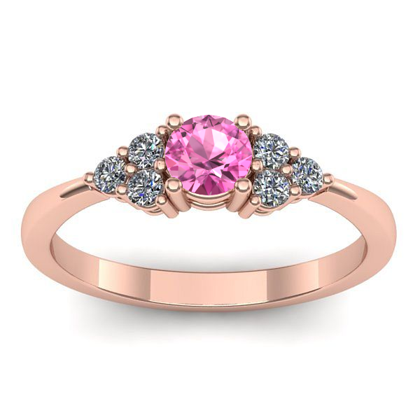 Inel de logodna cu safir roz rotund