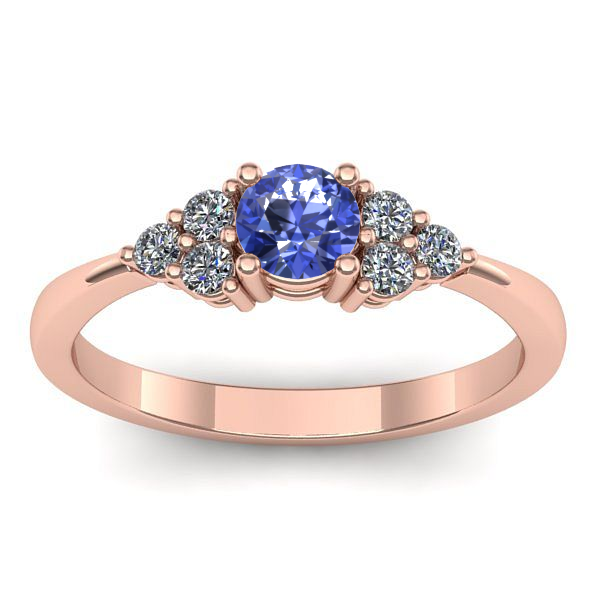 Inel de logodna cu tanzanit rotund