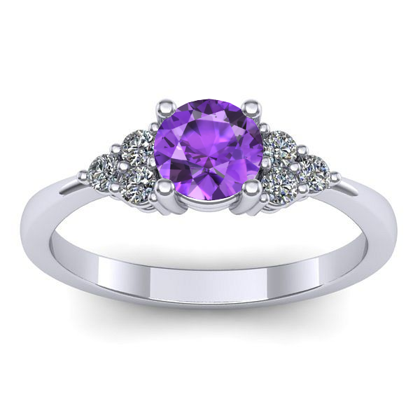 Inel de logodna cu ametist rotund
