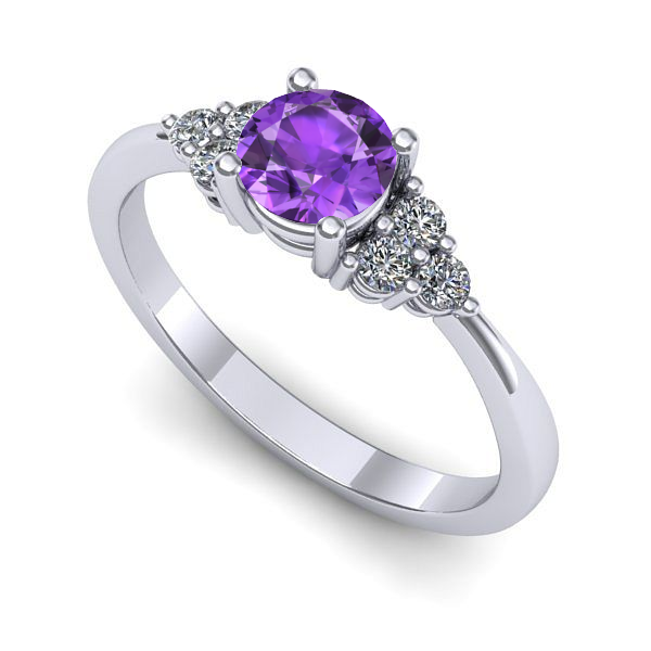Inel de logodna din aur alb cu ametist