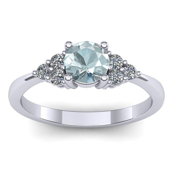 Inel de logodna cu aquamarin rotund