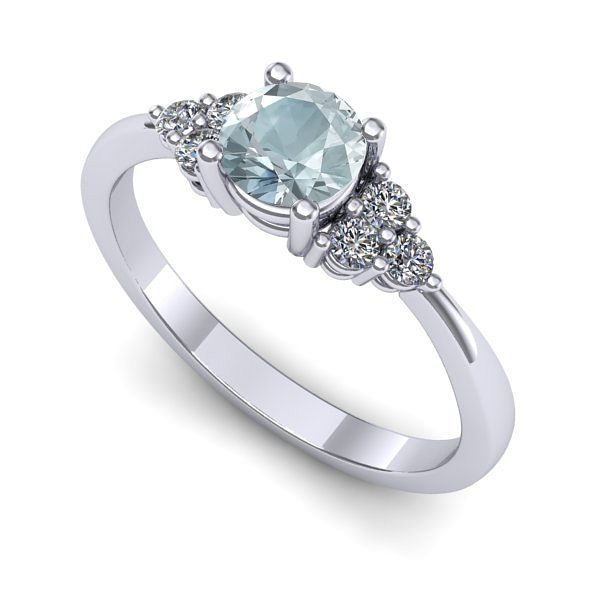 Inel logodna din aur alb cu aquamarin