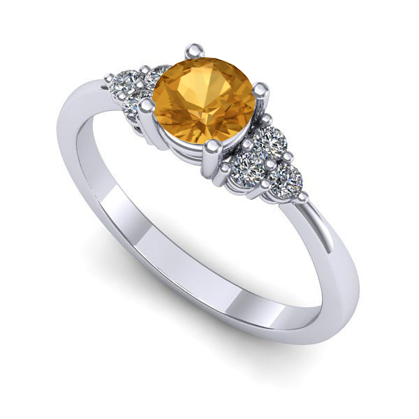 Inel logodna din aur alb cu citrin