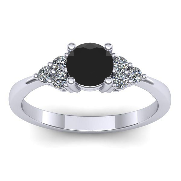 Inel de logodna cu diamant negru rotund