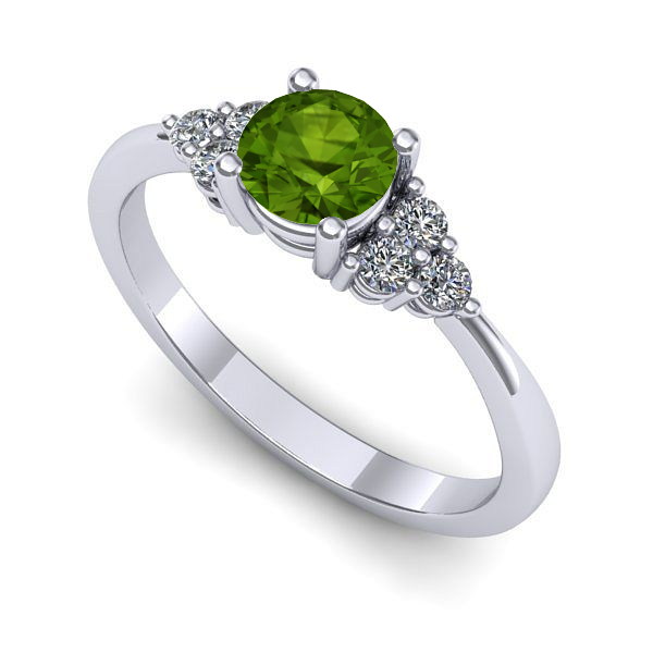 Inel de logodna din aur alb cu peridot