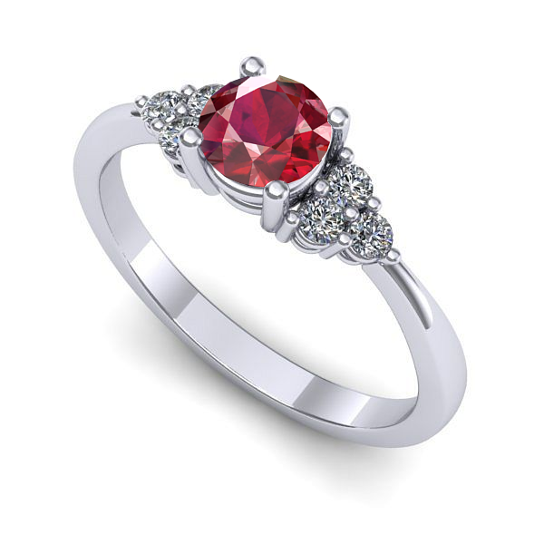 Inel de logodna din aur alb cu rubin