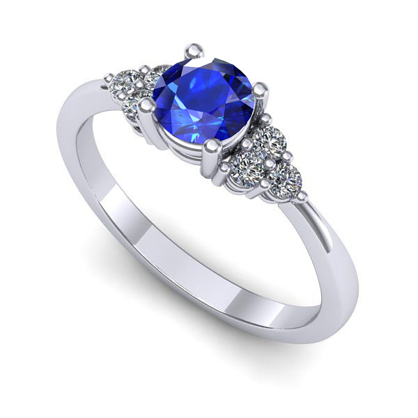 Inel de logodna din aur alb cu safir