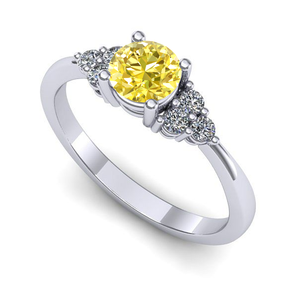 Inel din aur alb cu safir galben