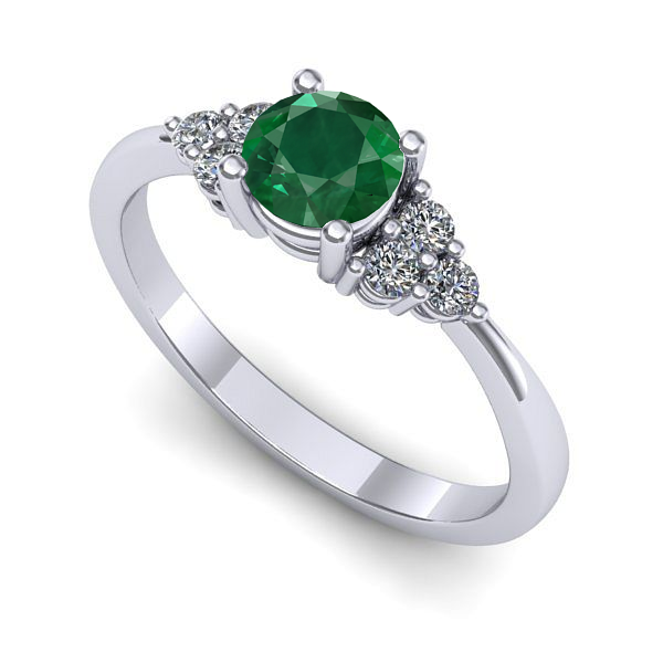 Inel din aur alb cu smarald