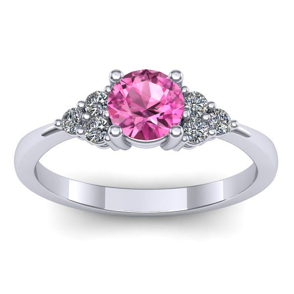 Inel logodna cu safir roz rotund