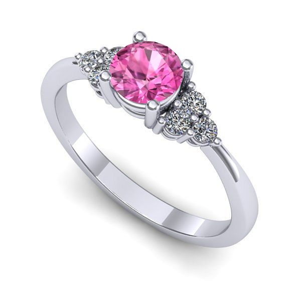 Inel de logodna din aur alb cu safir roz