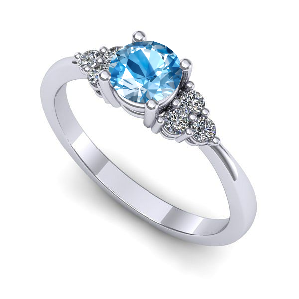 Inel din aur alb cu topaz blue