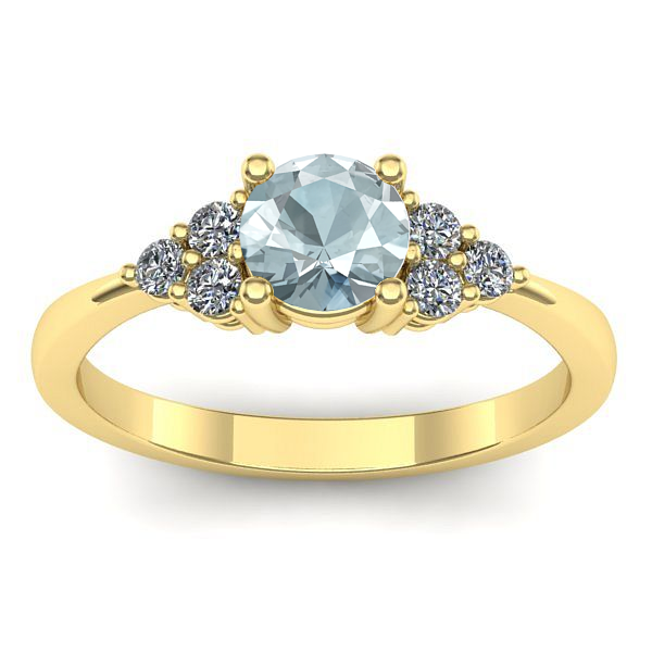 Inel cu aquamarin rotund