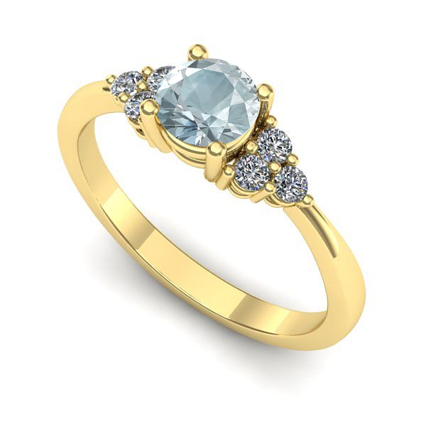 Inel din aur galben cu aquamarin