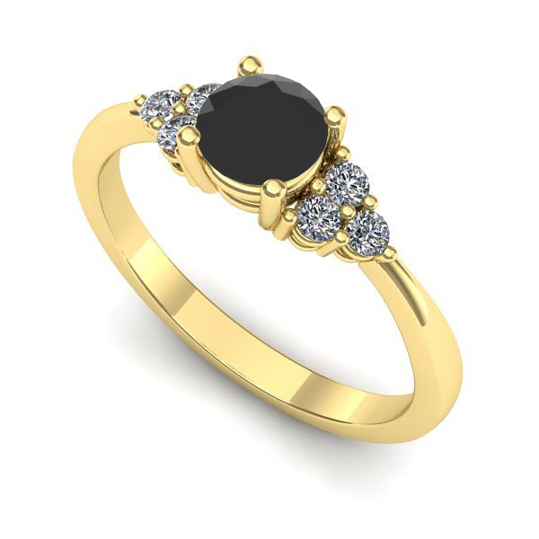 Inel din aur galben cu diamant negru