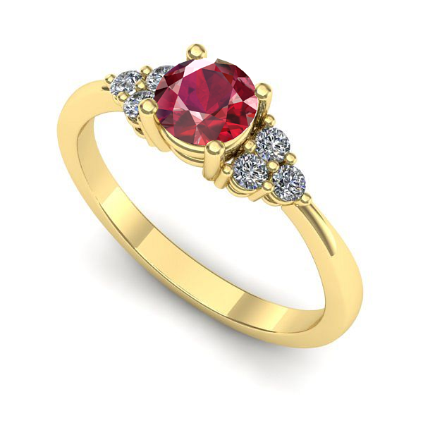 Inel logodna din aur galben cu rubin