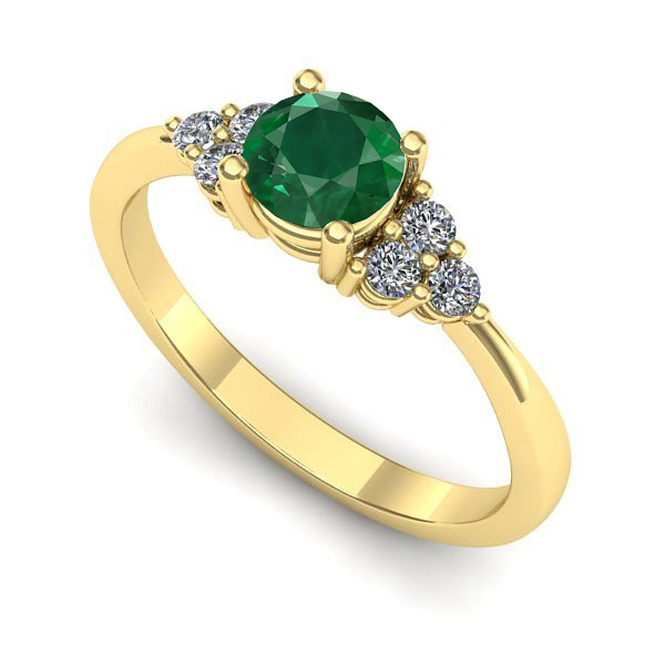 Inel de logodna din aur galben cu smarald