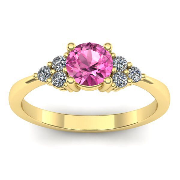 Inel logodna cu safir roz rotund