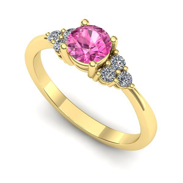 Inel de logodna din aur galben cu safir roz