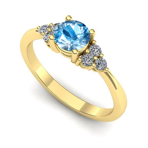 Inel din aur galben cu topaz blue