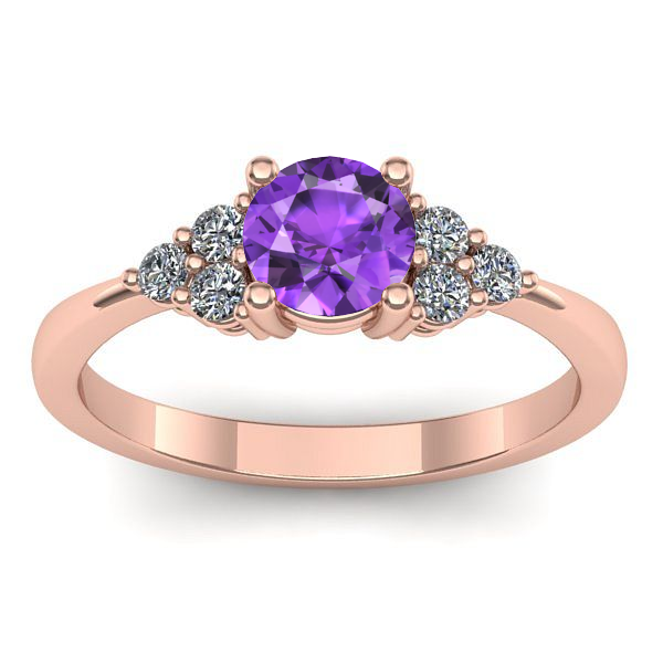 Inel logodna cu ametist rotund