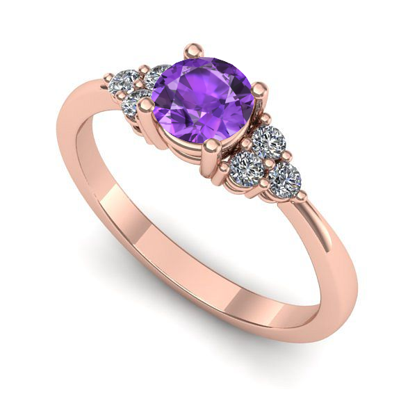 Inel logodna din aur roz cu ametist