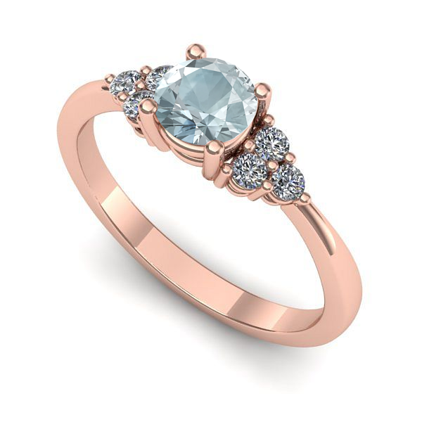 Inel de logodna din aur roz cu aquamarin