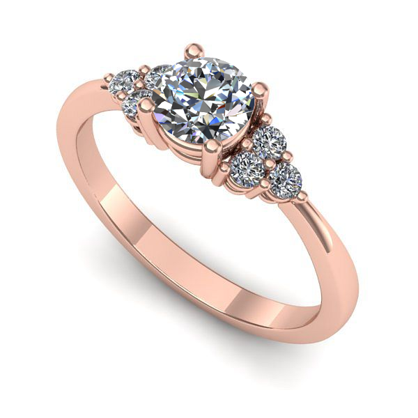 Inel de logodna din aur roz cu diamant