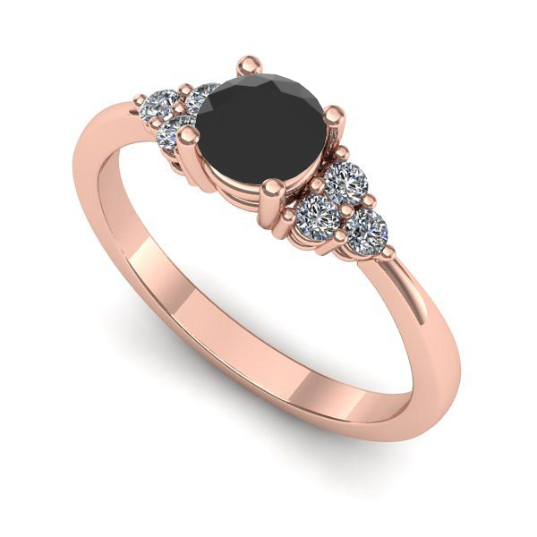 Inel logodna din aur roz cu diamant negru