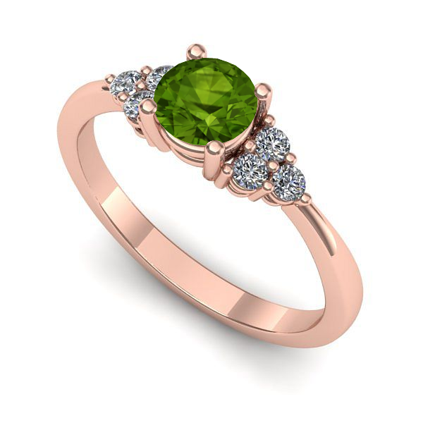 Inel de logodna din aur roz cu peridot