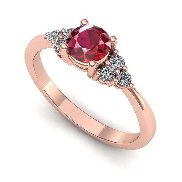 Inel din aur roz cu rubin