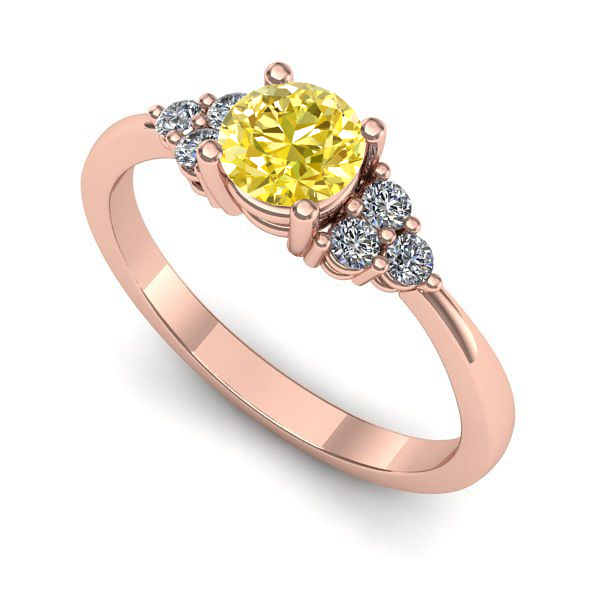 Inel logodna din aur roz cu safir galben