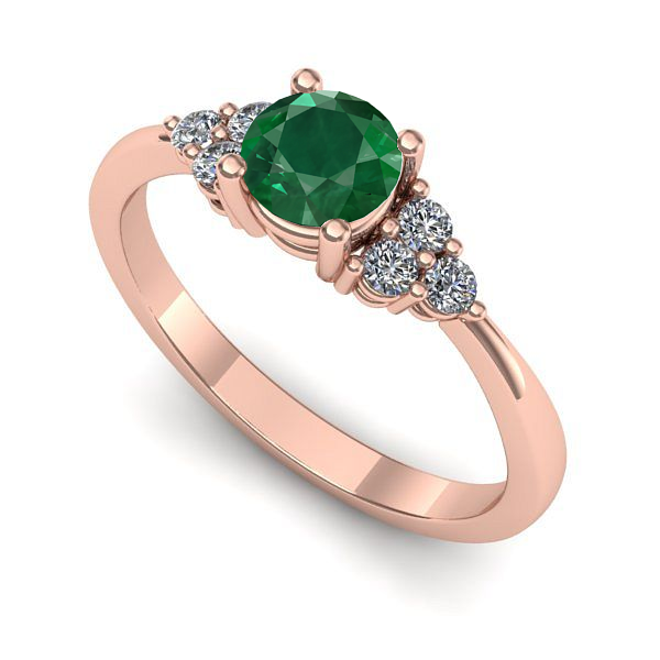 Inel din aur roz cu smarald