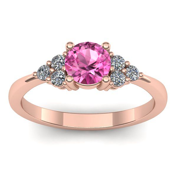 Inel de logodna cu safir roz rotund