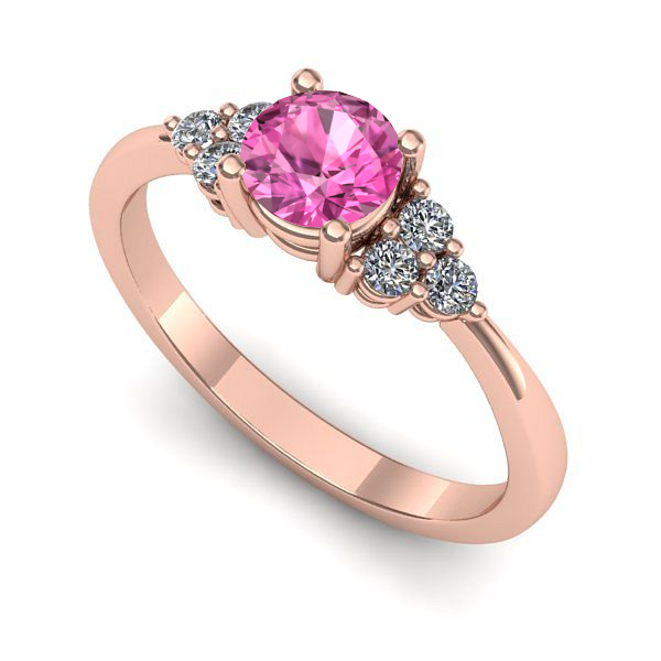 Inel de logodna din aur roz cu safir roz