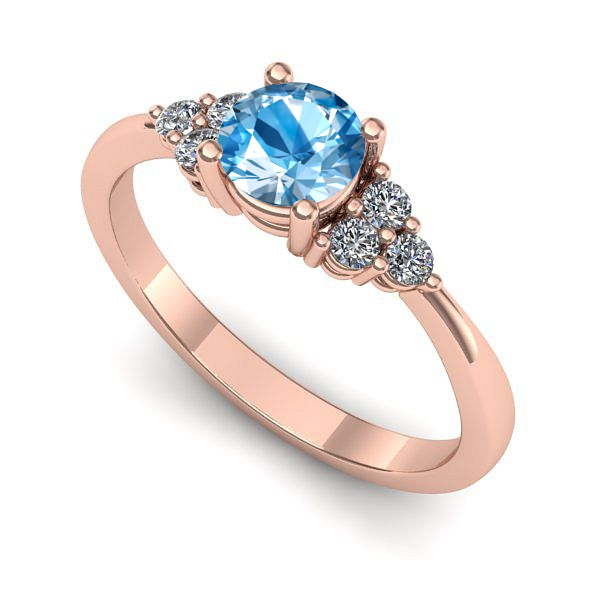 Inel logodna din aur roz cu topaz blue