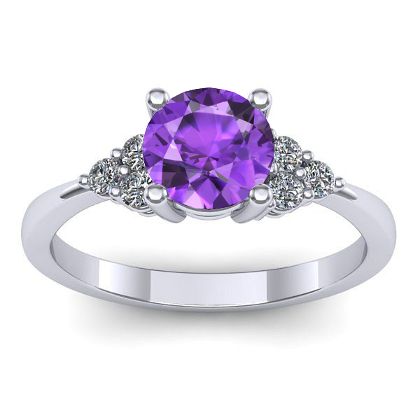 Inel de logodna cu ametist rotund