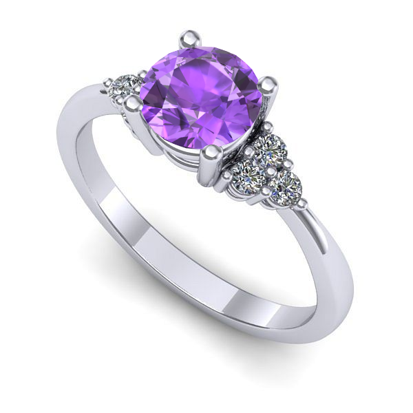Inel de logodna din aur alb cu ametist