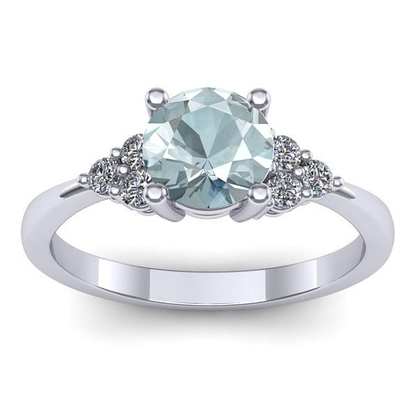 Inel cu aquamarin rotund