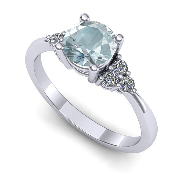 Inel de logodna din aur alb cu aquamarin
